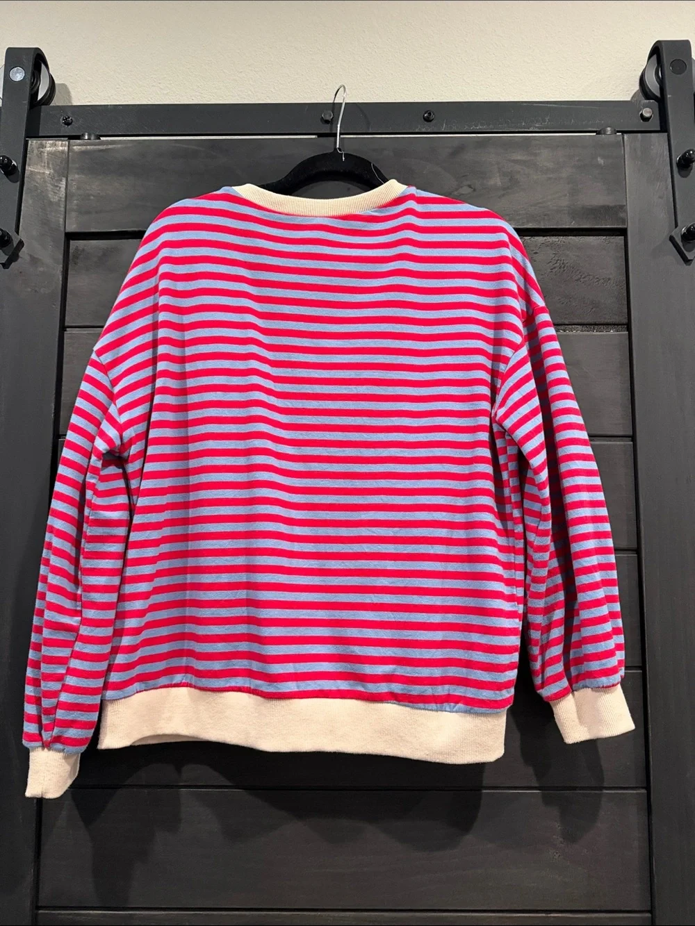 Striped Crewneck Sweatshirt in Pink and Blue